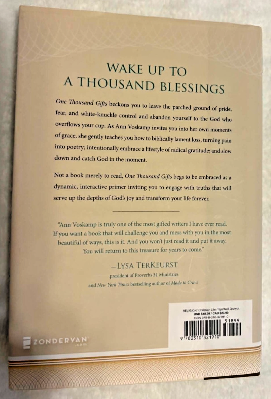 One Thousand Gifts: A Dare to Live Fully...  -- Hard Cover - Like New