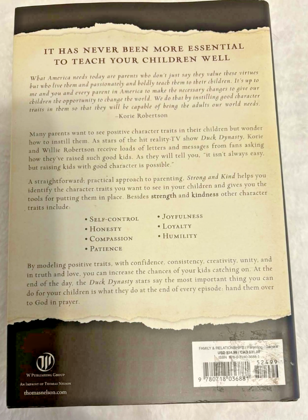 Strong and Kind: Raising Kids of Character -- Hard Cover -- Excellent Condition